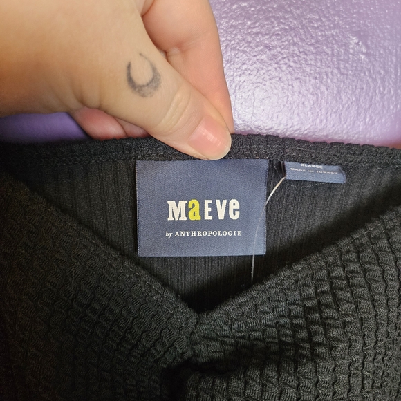 Maeve by Anthropologie Black Textured Sweetheart Blouse - Picture 5 of 6